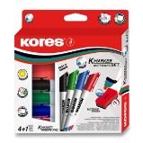 Kores K-MARKER SET 4 ks popisovače na bílé tabule a flipcharty kulatý hrot + stírací magne Kores K-MARKER SET 4 ks popisovače na bílé tabule a flipcharty kulatý hrot + stírací magne