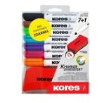 Kores K-MARKER SET 6+1 ks zdarma - sada popisovačů na bílé tabule a flipcharty s kulatým h