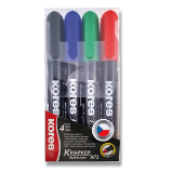 Kores K-MARKER Permanentní popisovač, kulatý hrot 3 mm, mix 4 barev - Zvýrazňovače, popisovače Kores K-MARKER Permanentní popisovač, kulatý hrot 3 mm, mix 4 barev
