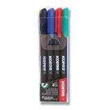 Kores K-MARKER Permanentní popisovač, tenký hrot M, mix 4 barev - Zvýrazňovače a popisovače do školy Kores K-MARKER Permanentní popisovač, tenký hrot M, mix 4 barev