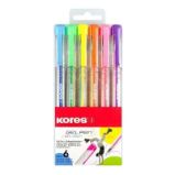 Kores K11 Pen Neon - sada 6 neonových barev (modrá, zelená, oranžová, žlutá, růžová, fialo