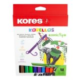 Fixy dětské KORELLO silný hrot, 12 barev - Štětce, pastelky, fixy Fixy dětské KORELLO silný hrot, 12 barev