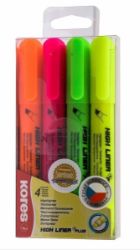 Kores HIGH LINER PLUS mix 4 barev - Zvýrazňovače a popisovače do školy Kores HIGH LINER PLUS mix 4 barev