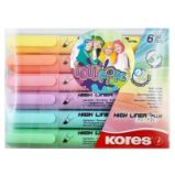Zvýrazňovače Kores High Liner Plus Pastel LOLLIPOPZ, set 6 pastelových barev