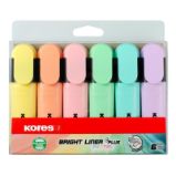 Kores Bright liner plus - pastel 6 barev - Drobné kancelářské potřeby Kores Bright liner plus - pastel 6 barev