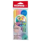 Kuličková pera Kores K0 Pen Pastel LOLLIPOPZ - 6 pastelových barev - Kuličková pera Kuličková pera Kores K0 Pen Pastel LOLLIPOPZ, šíře M-1 mm, set 6 pastelových barev
