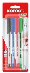 Kores Kuličkové pero K1 Pen Super Slide 1 mm - sada 4 barev (modrá, černá, červená, zelená - Propisky a pera do školy Kores Kuličkové pero K1 Pen Super Slide 1 mm - sada 4 barev (modrá, černá, červená, zelená)