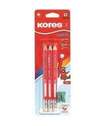 Kores Jumbo trojhranná tužka Coach 3/4 délka s gumou 3 ks - Tužky Kores Jumbo trojhranná tužka Coach 3/4 délka s gumou 3 ks