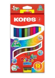 Kores Jumbo DUO trojhranné pastelky 5 mm s ořezávátkem 12 barev + 2 metalické barvy Kores Jumbo DUO trojhranné pastelky 5 mm s ořezávátkem 12 barev + 2 metalické barvy