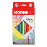 Kores Style trojhranné pastelky 15 barev Kores Style trojhranné pastelky 15 barev