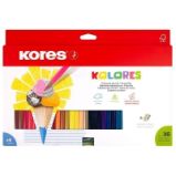 KOLORES, trojhranné pastelky 3 mm, s ořezávátkem / 36 barev / včetně 2 metalických barev KOLORES, trojhranné pastelky 3 mm, s ořezávátkem / 36 barev / včetně 2 metalických barev