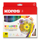 Kores Trojhranné pastelky KOLORES Mandalas pro antistresové omalovánky 3 mm 50 barev - Pastelky Kores Trojhranné pastelky KOLORES Mandalas pro antistresové omalovánky 3 mm 50 barev