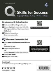 Q Skills for Success 4 Reading & Writing Teacher's Access Card, 3rd