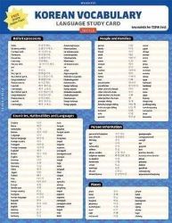 Korean Vocabulary Language Study Card Korean Vocabulary Language Study Card