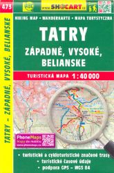 SC 473 Vysoké Tatry + Západné, Belianské 1:40 000 - Podle země Tatry-Západné,Vysoké,Belianske 1:40T/473 Turistická mapa SHOCart
