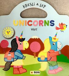 Kresli a lep UNICORNS Výlet - Samolepky pro děti Kresli a lep UNICORNS Výlet
