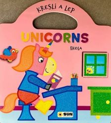 Kresli a lep UNICORNS Škola - Samolepky pro děti Kresli a lep UNICORNS Škola