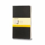 Sešity Moleskine Cahier, L, čtverečkované, 3 ks - černé