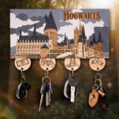Harry Potter 3D Dřevěný magnetický věšák na klíče - Bradavice