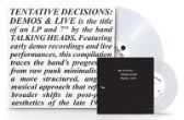 LP Talking Heads - Tentative Decisions: Demos & Live (Clear vinyl)