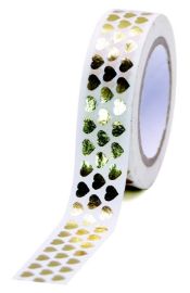Dekorační páska Gold hearts 10m x 15mm