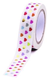 Dekorační páska Coloured hearts 10m x 15mm