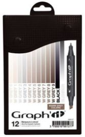 Graph´it Set alkoholových popisovačů, 12ks – Warm Grey