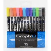 Graph´O brush set oboustranných fixů na vodní bázi, 12ks