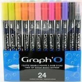 Graph´O brush set oboustranných fixů na vodní bázi, 24ks