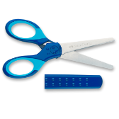 Školní nůžky Faber-Castell, 13 cm, blistr - modré - Drobné kancelářské potřeby Školní nůžky Faber-Castell 13 cm, blistr, výběr barev modré