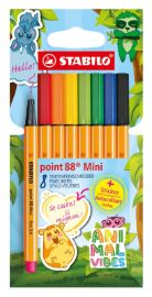 Jemný liner STABILO point 88 Mini Animal Vibes 8ks sada - včetně samolepky - Linery do školy Jemný liner STABILO point 88 Mini Animal Vibes 8ks sada - včetně samolepky
