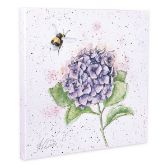 Obraz na plátně "The Busy Bee", 50 x 50 cm – čmelák a hortenzie