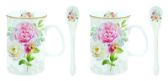 Porcelánové hrnky se lžičkami Romantic Lace