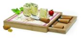 Skleněné prkénko v bambusovém rámu s noži na sýry Fromage