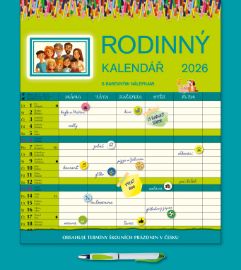 Kalendář 2026 Rodinný s perem, nástěnný, 28 x 34 cm - Nástěnné kalendáře Kalendář 2026 Rodinný s perem, nástěnný, 28 x 34 cm