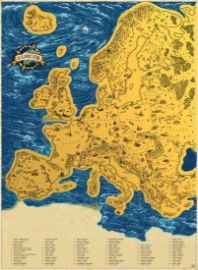 Stírací mapa Evropy – zlatá Deluxe XL