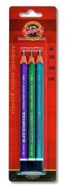 Koh-i-noor tužka trojhranná grafitová silná 2B,4B,6B set 3 ks metalické barvě - Tužky a mikrotužky do školy Koh-i-noor tužka trojhranná grafitová silná 2B,4B,6B set 3 ks metalické barvě