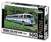 Retro auta Puzzle BUS 14 ŠKODA 706 RTO MTZ s vlečným vozem JELCZ P01E (1968) / 500 dílků