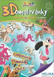 3D omalovánka A4 - SET Chobotnice, opice, plameňák 
