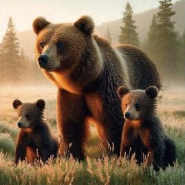 3D Pohlednice Bear Family Sq Ca