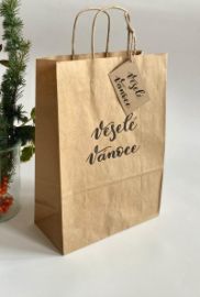 Be Nice Dárková taška přírodní - Veselé Vánoce (velká) - Dárkové tašky Dárková přírodní taška Be Nice - Veselé Vánoce velká