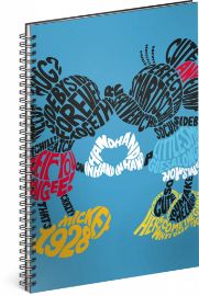 Blok - Mickey/Kiss, A4 linkovaný,spirálový - Bloky A4 Spirálový blok Mickey – Kiss, linkovaný, A4