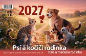 Kalendář 2027 Psí a kočičí rodinka, stolní, týdenní, 14 x 21,4 cm