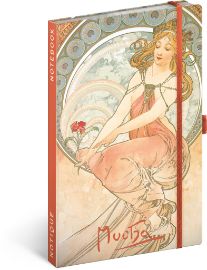 Notes Alfons Mucha – Malířství, linkovaný, 13 × 21 cm
