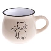 Hrnek keramický s kočkou - béžový 75 ml
