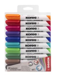 Kores K-MARKER Popisovač na bílé tabule, kulatý hrot 3 mm, mix 10 barev - Zvýrazňovače, popisovače Kores K-MARKER Popisovač na bílé tabule, kulatý hrot 3 mm, mix 10 barev