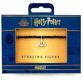 Harry Potter Náramek se stříbrným přívěskem - Relikvie smrti (černý)