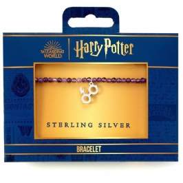 Harry Potter Náramek se stříbrným přívěskem - Brýle a blesk (fialový)