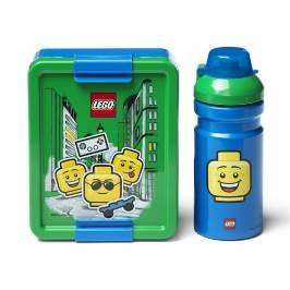 Svačinový set LEGO® ICONIC Boy (láhev a box) - modrá/zelená
