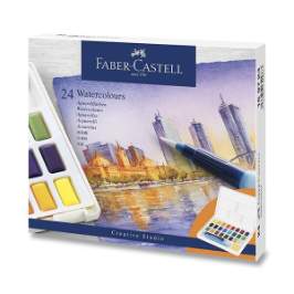 Akvarelové barvy Faber-Castell s paletkou - 24 barev